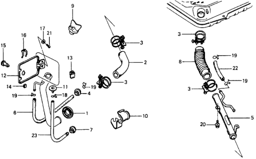 1978 Honda Civic 5 Door ** KH HMT Fuel Pipe - Lid Diagram