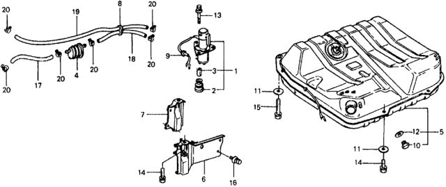 1978 Honda Civic 5 Door ** KH HMT Fuel Tank Diagram