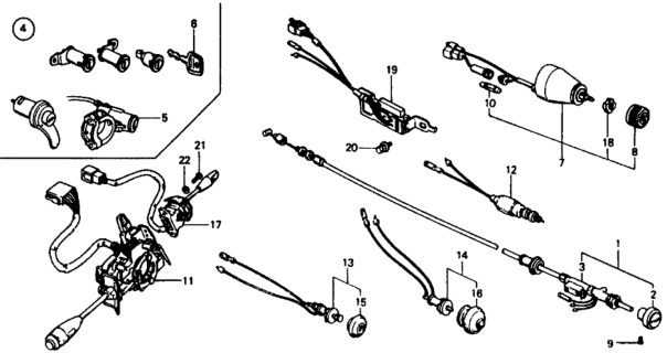 1978 Honda Civic Lock Set, Cylinder Diagram for 35010-634-673