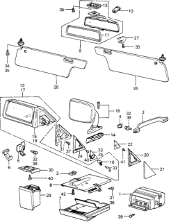 1980 Honda Civic Sunvisor Assembly, Driver Side (Warm White) Diagram for 88220-SA0-023ZA