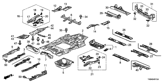 2012 Honda Odyssey Panel Set, Floor Diagram for 04655-TK8-A10ZZ