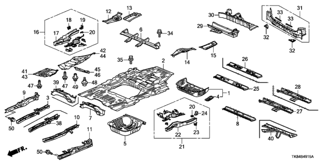 2012 Honda Odyssey Floor Panels Diagram