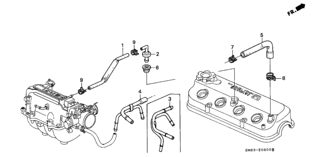 1993 Honda Accord 5 Door EX KA 5MT Breather Tube Diagram