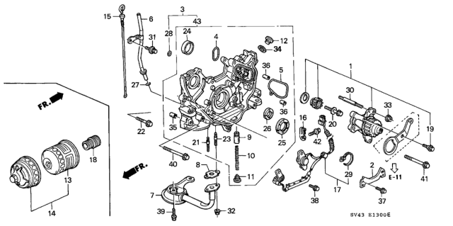 1995 Honda Accord Dipstick, Oil Diagram for 15650-P0B-A01