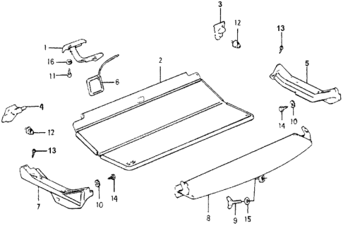 1978 Honda Accord 3 Door STD KH HMT Rear Shelf Diagram
