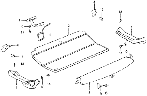 1978 Honda Accord Shelf, R. RR. Side *B16L* (PORT BLUE) Diagram for 83890-671-962ZB