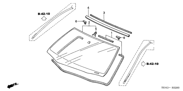 2006 Honda Accord Glass Set, Front Windshield (Green) (Asahi) Diagram for 73111-SDC-A01