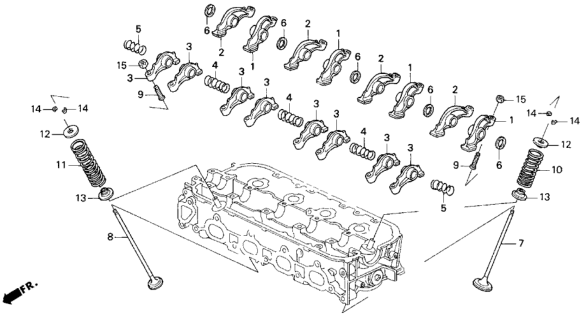 1997 Honda Odyssey 5 Door EX KA 4AT Valve - Rocker Arm (2.2L) Diagram