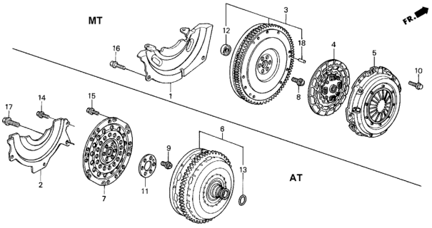1994 Honda Civic 3 Door SI (ABS) KA 5MT Clutch - Torque Converter Diagram