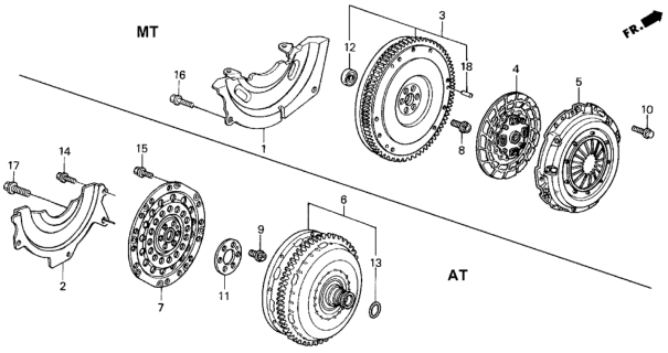 1995 Honda Civic Clutch - Torque Converter Diagram