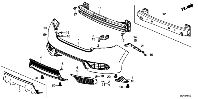 2020 Honda Civic Rear Bumper Diagram
