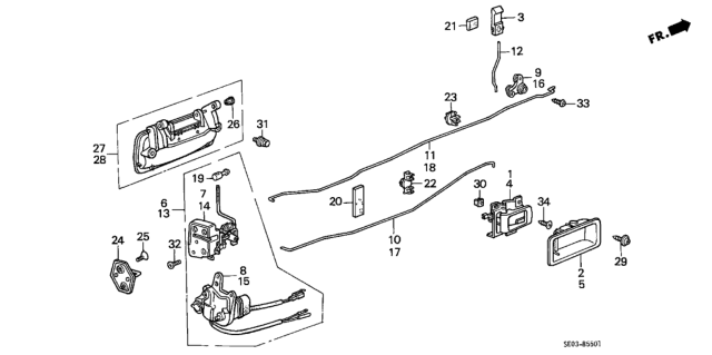 1989 Honda Accord Case, R. Inside Handle *NH89L* (PALMY GRAY) Diagram for 72125-SE3-003ZB