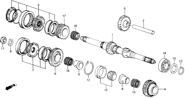1989 Honda Accord 2 Door SEI KA 5MT MT Mainshaft Diagram