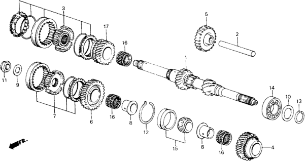 1989 Honda Accord MT Mainshaft Diagram