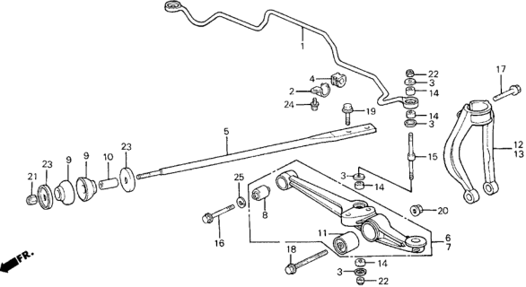1991 Honda Civic Arm, Right Front (Lower) Diagram for 51355-SH3-020