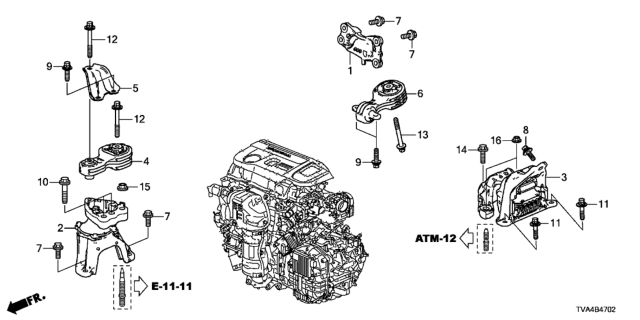 2021 Honda Accord Engine Mounts (AT) Diagram