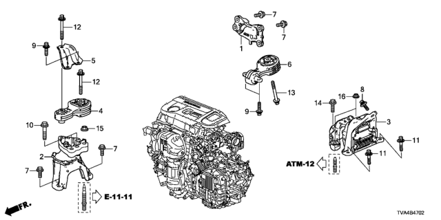 2021 Honda Accord RUBBER, TRANS MTG Diagram for 50850-TVC-A33