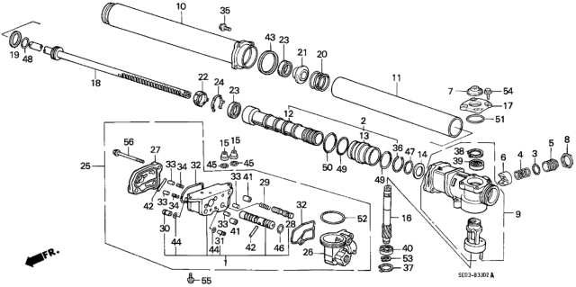 1987 Honda Accord Retainer, Gasket Diagram for 53613-SE0-952