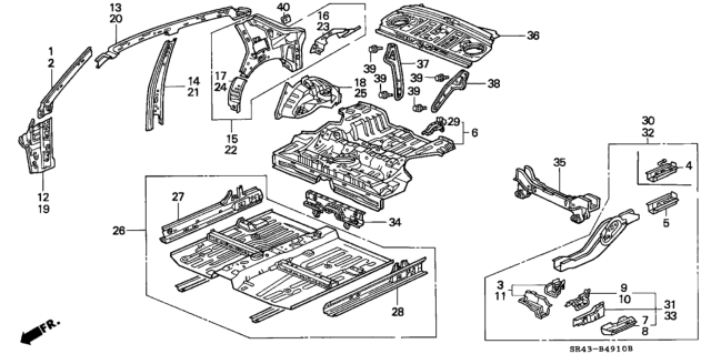 1994 Honda Civic Panel, R. RR. Inside Diagram for 64300-SR4-V50ZZ