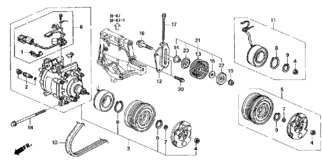 1996 Honda Civic A/C Compressor (Sanden) Diagram