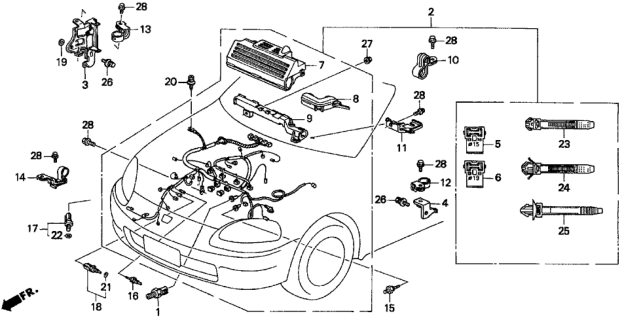 1997 Honda Del Sol 2 Door V-TEC KA 5MT Engine Wire Harness Diagram