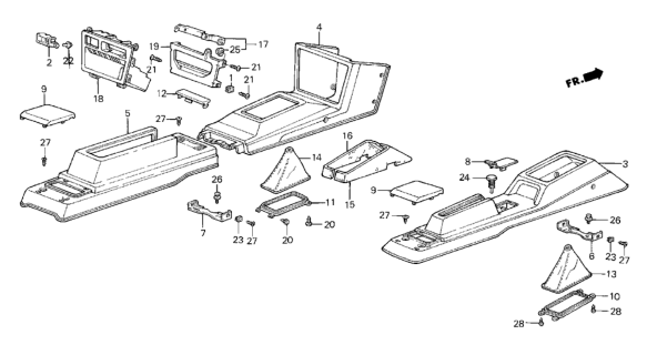 1987 Honda CRX 2 Door HF KA 5MT Console Diagram