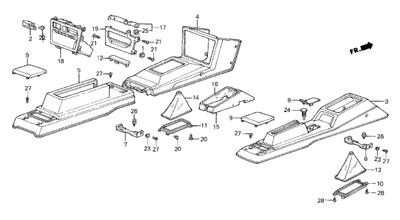 1985 Honda CRX Console, Center *B32L* (DEW BLUE) Diagram for 77701-SB2-000ZA