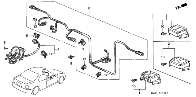 1996 Honda Accord SRS Unit Kit Diagram for 06772-SV4-A71