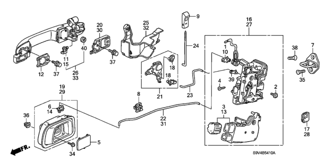 2005 Honda Pilot Rod, L. RR. Inside Handle Diagram for 72671-S9V-A01