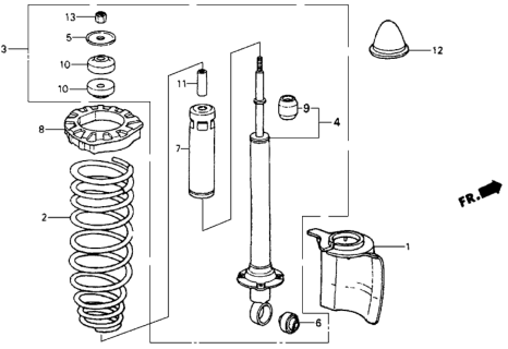 1987 Honda CRX 2 Door HF KA 5MT Rear Shock Absorber Diagram