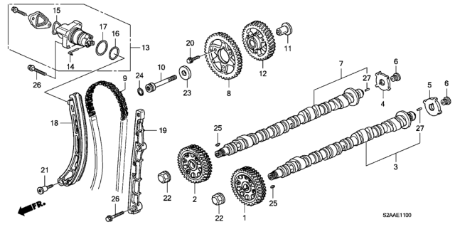 2009 Honda S2000 Camshaft, Exhuast Diagram for 14120-PZX-A00