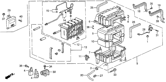 1991 Honda Prelude Evaporator Sub-Assembly Diagram for 80210-SF1-A03