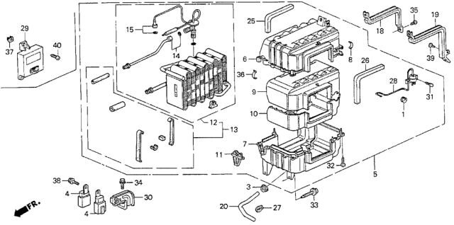 1990 Honda Prelude 2 Door 2.05SI KA 5MT A/C Cooling Unit Diagram