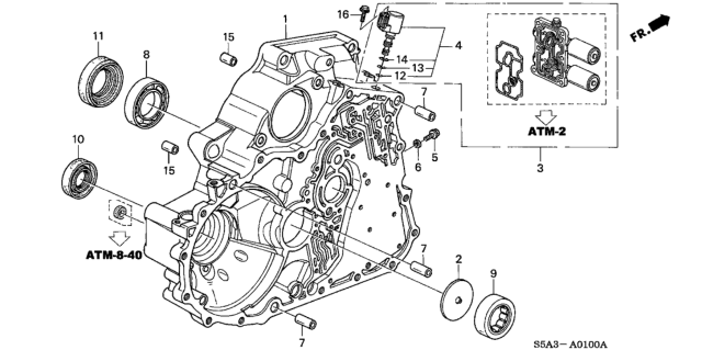 2001 Honda Civic 4 Door EX KA 5MT AT Torque Converter Housing Diagram