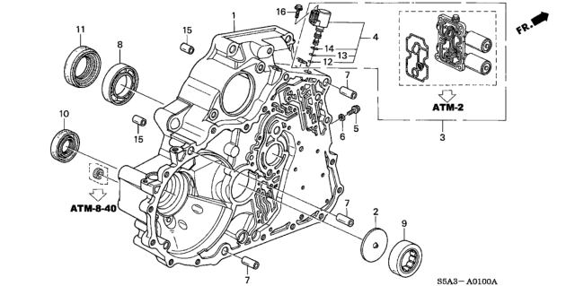 2001 Honda Civic AT Torque Converter Housing Diagram