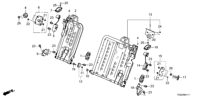 2021 Honda Civic Rear Seat Components Diagram
