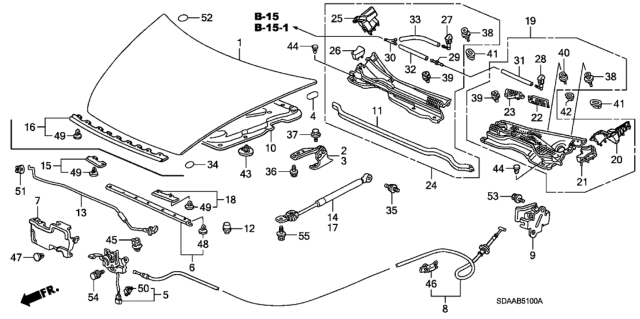 2007 Honda Accord Engine Hood Diagram