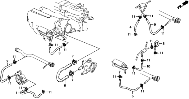 1991 Honda Civic Hose, Bypass Outlet Diagram for 19508-PM6-000