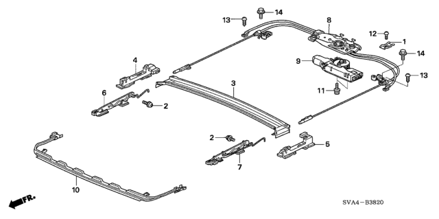 2007 Honda Civic Slider, L. Drain Channel Diagram for 70265-SVA-A01