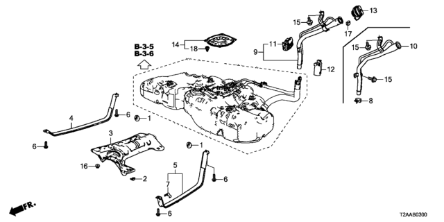 2017 Honda Accord 4 Door EX KA CVT Fuel Filler Pipe Diagram