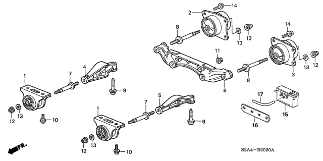 2003 Honda S2000 Rear Differential Mount Diagram