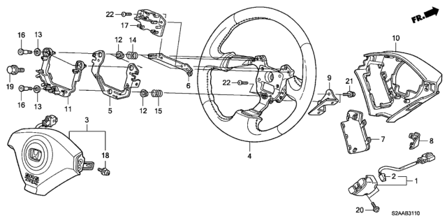 2008 Honda S2000 2 Door CR (WITH AC) KA 6MT Steering Wheel (SRS) Diagram