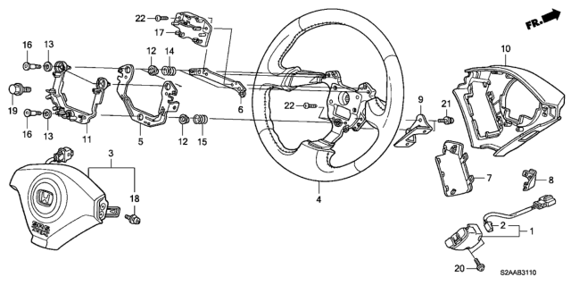 2009 Honda S2000 Switch Assembly, Automatic Cruise Set (Graphite Black) Diagram for 36770-S6M-A01ZA