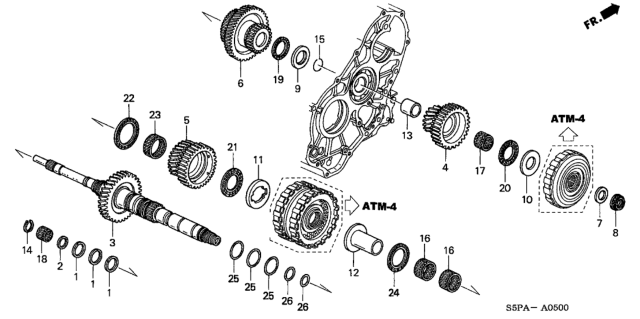 2005 Honda Civic AT Mainshaft Diagram