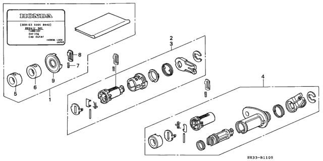 1993 Honda Civic Cylinder, Trunk Diagram for 06748-SM4-305