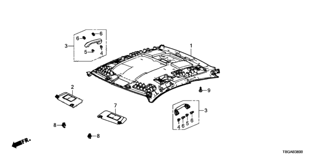 2020 Honda Civic Roof Lining Diagram