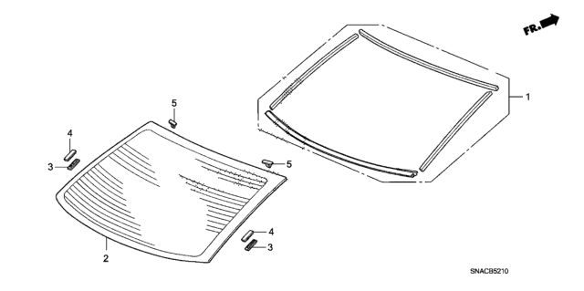 2010 Honda Civic 4 Door SI (HPT) KA 6MT Rear Windshield Diagram