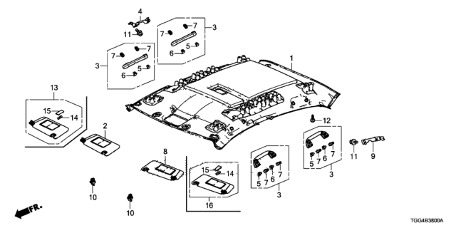 2018 Honda Civic Roof Lining Diagram