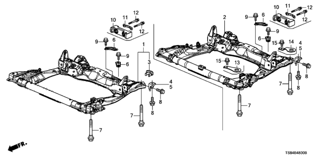 2014 Honda Civic Sub-Frame, Front Diagram for 50200-TR7-A63