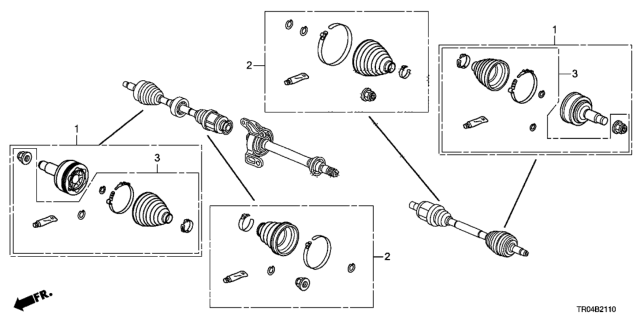 2012 Honda Civic Joint Set, Outboard Diagram for 44014-TR0-J00